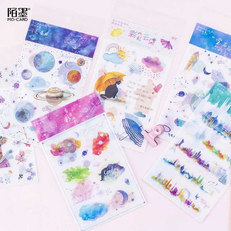 

2sheets/pack Stationery Stickers Color Bronzing Planet Diary Planner Decorative Mobile Stickers Scrapbooking DIY Craft Stickers