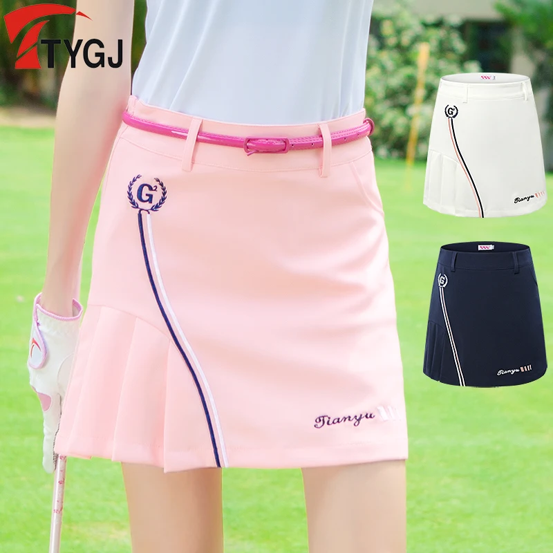 TTYGJ Slim Dry Fit Golf Clothing Women Short Skirt Sportswear Lady Tennis Pleated Anti-Walk Skirt Soft Skin-friendly Multi-Color