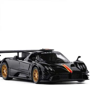 Черный Модель спортивного автомобиля из 1/31 сплава Pagani Zonda, металлические Литые под давлением игрушечные транспортные средства, мигающие музыкальные детские игрушки, подарки - Цвет: Черный