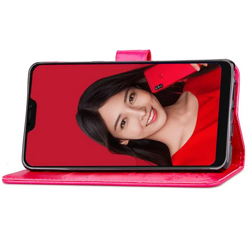 Кожаный чехол-кошелек Lucky Clover для Xiaomi Redmi 6 Pro Чехол с подставкой и отделением карт