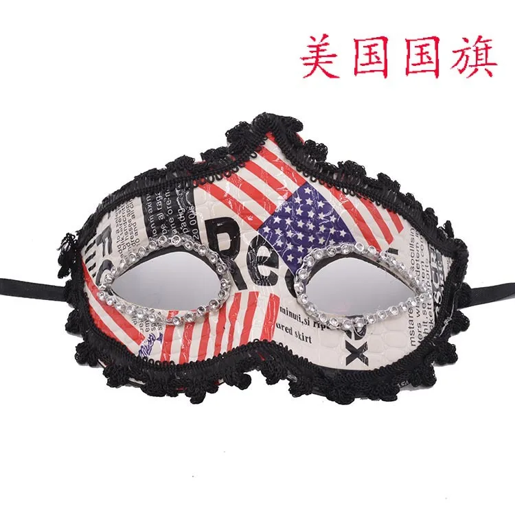 Новые маскарадные черно белые кожаные маски с американским флагом яркая