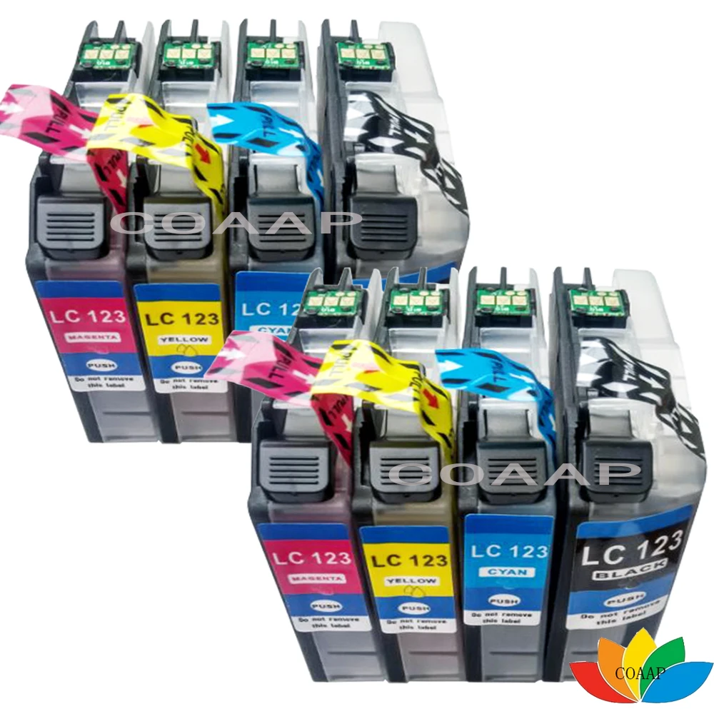 8pcs Compatible LC121 LC123 LC125 LC127 ink cartridge For Brother DCP-J552DW DCP-J752DW MFC-J470DW MFC-J650DW Inkjet Printer