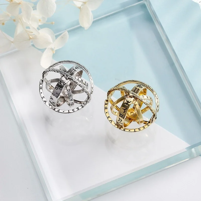 Астрономический Шар Кольцо Серебристый цвет открыт медальон космический палец