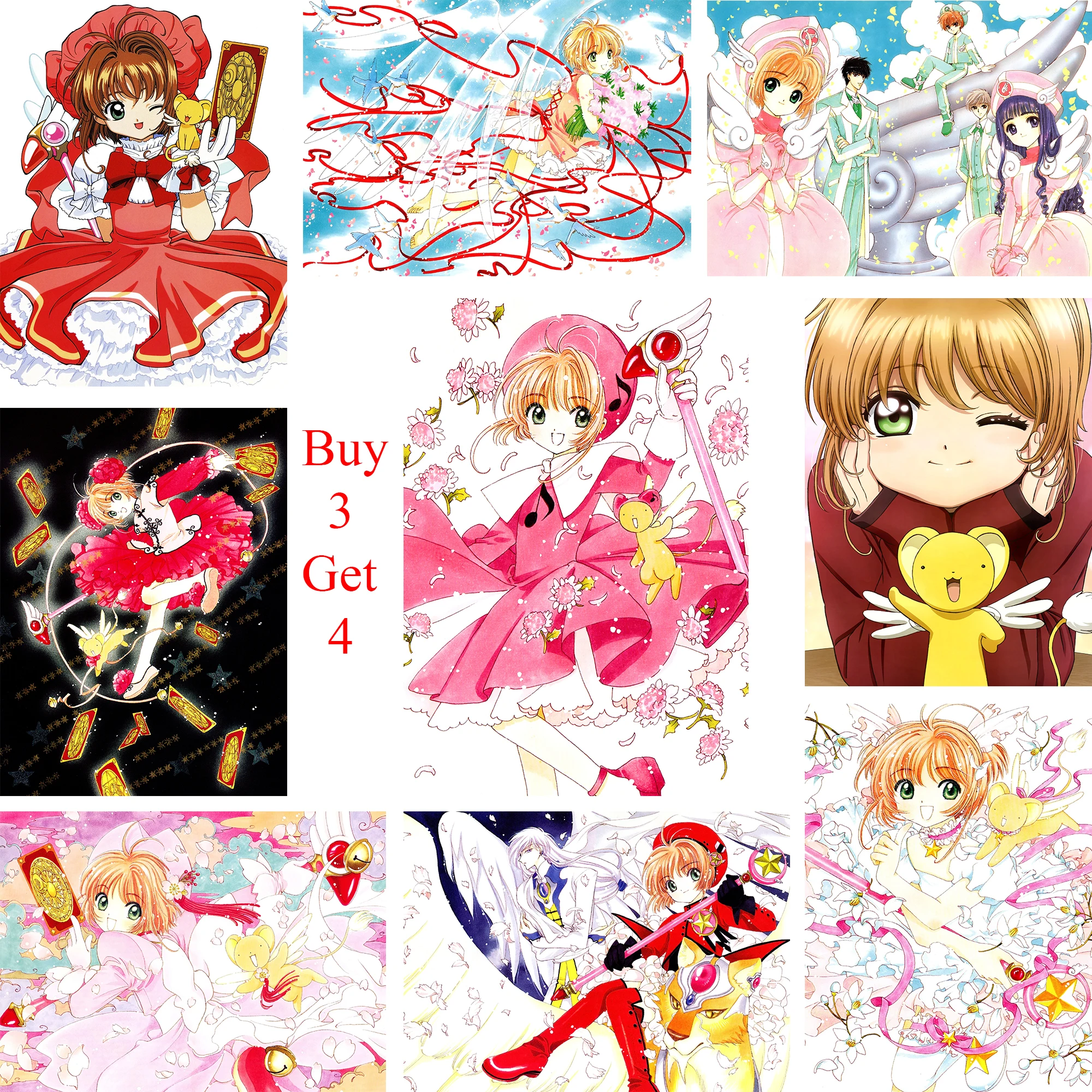 Карточка Captor Sakura Poster мультфильм настенные наклейки белая бумага с покрытием