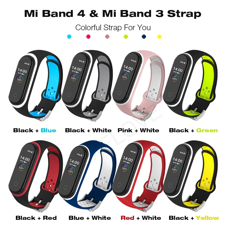Браслет для xiaomi mi Band 3 4 спортивный ремешок часы силиконовый ремешок для xiaomi mi band 4 3 Correa браслет mi band 4 3 ремешок