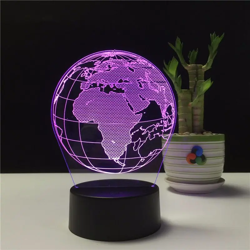 Креативная 3D лампа с изображением глобуса земли ночник светодиодный питанием от