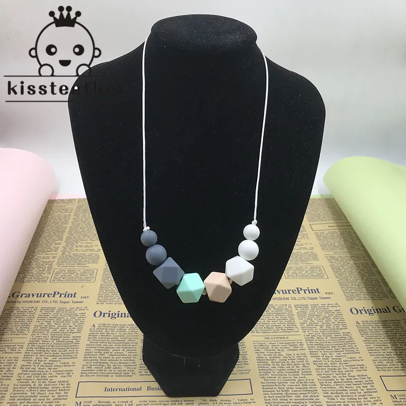Collar de dentici&oacute;n de beb&eacute; para mam&aacute;, collar de dentici&oacute;n de silicona, pulsera sin BPA-2