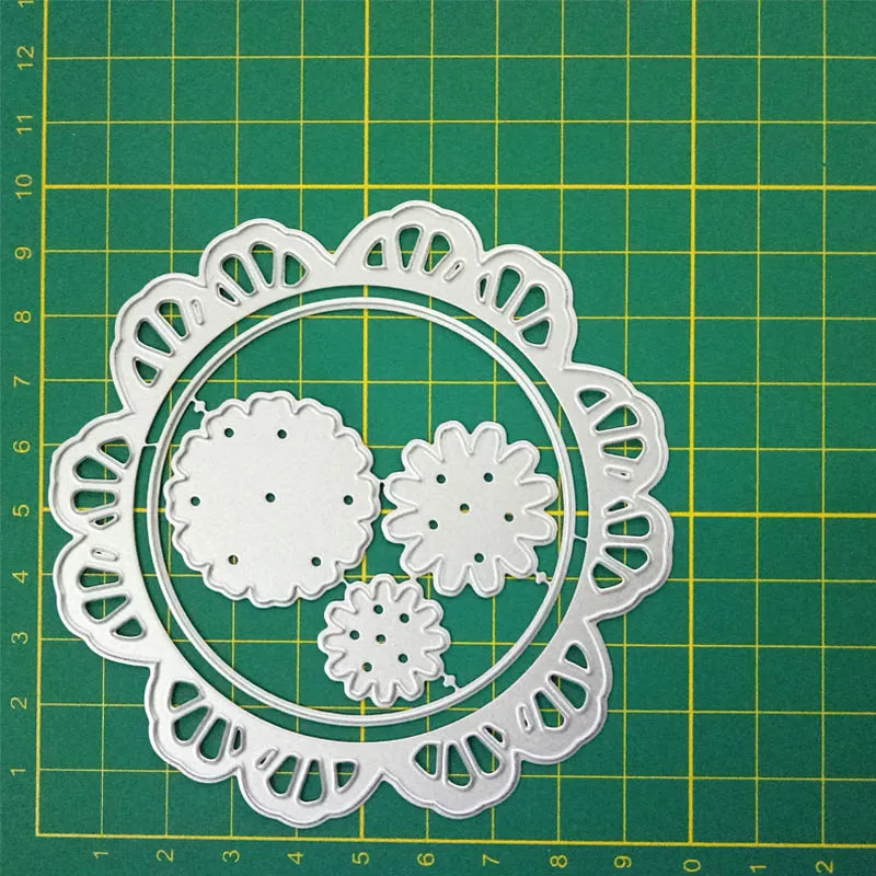Набор металлических вырубных штампов в виде Круга цветка для скрапбукинга