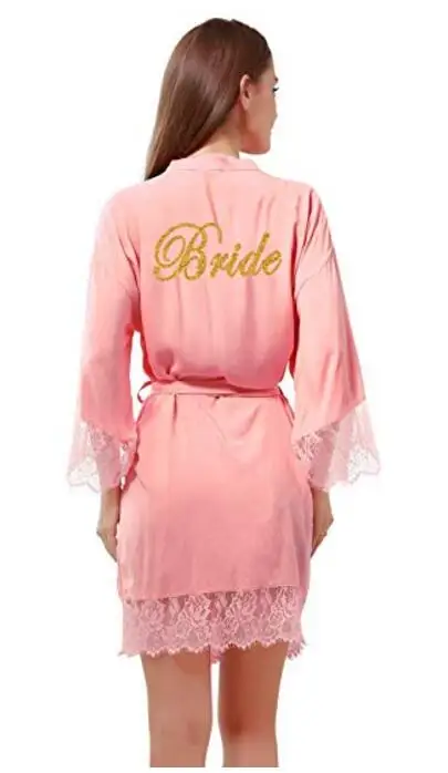 pink bride Хлопковая одежда для невесты с кружевной отделкой женское свадебное платье с золотом 001 - Цвет: pink bride