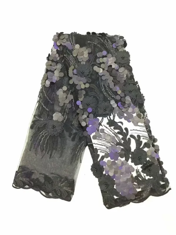 2018 high quality lilac yellow French net lace fabric 3D flowers African tulle with beads for party | Дом и сад