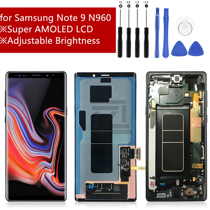 Pantalla Lcd con marco para m&oacute;vil, montaje de digitalizador t&aacute;ctil para Samsung Galaxy Note 9, n960, N960F, N960D, N960DS-0