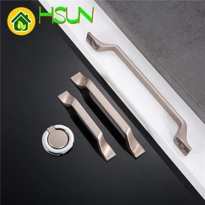 

Modern Minimalist Door Handle Silver Gray European Zinc Alloy Wall Mounted Drawer Handle Cabinet Door Handle