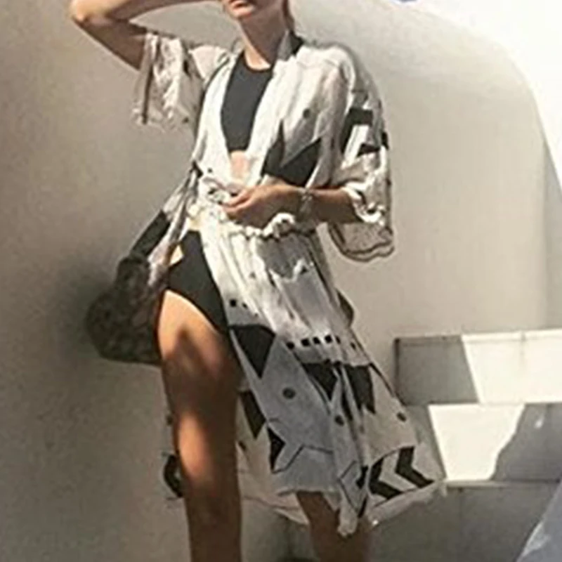 In-X Sexy leave print women beach dress Swimsuit Cover up beach cotton tunic Gossamer cover-ups fashion caftan bath skirt