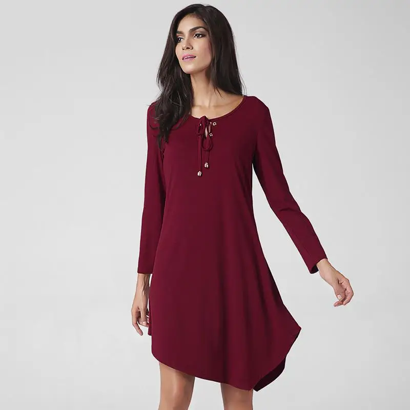 Новая Мода 2017 Dress Женщины Элегантный Ремни С Длинным Рукавом Весна Лето Твердые