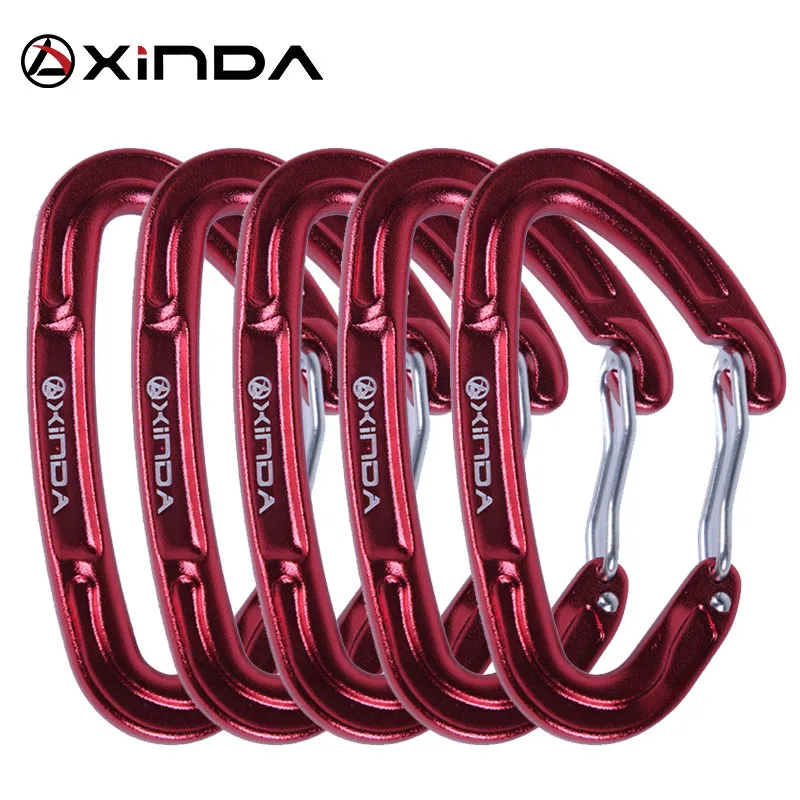 Red-5PCS XINDA Professional 10KN Quickdraws зажим d-образной формы винтовой замок ворот маленький карабин алюминиевый сплав брелок наружное оборудование - Цвет: Red-5PCS