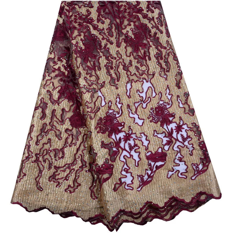 

2019 Fast Shipping Tulle Embroidered Net Lace African French Lace Fabric High Quality Nigerian French Net Lace With Stones 1493