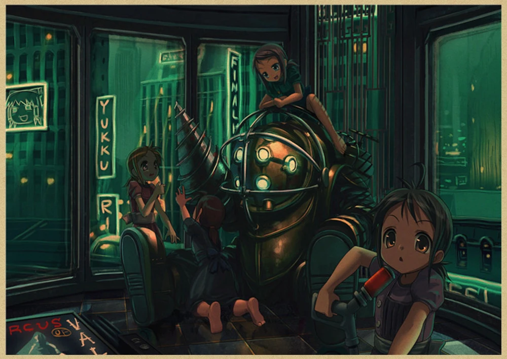 BioShock Retro poster Home Furnishing decoration Kraft Game Poster Drawing Painting Wall stickers