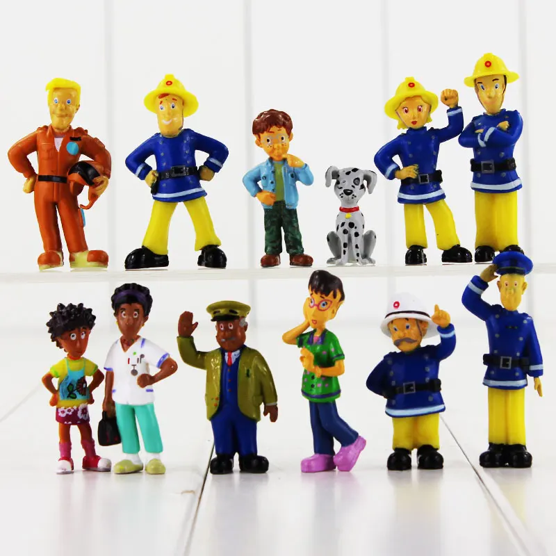 12 шт./компл. фигурки героев Fireman Sam игрушки 3 6 см Симпатичные Мультяшные ПВХ