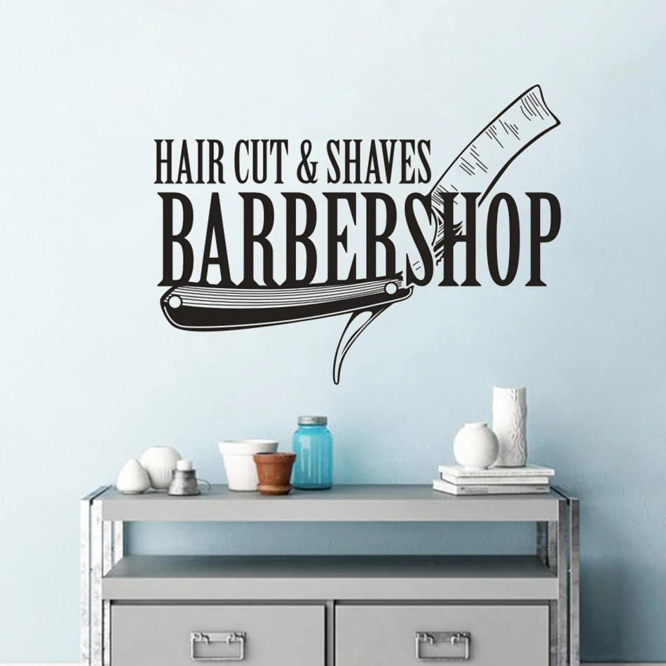 Фото Виниловая наклейка на стену для стрижки волос украшение парикмахерской Постер