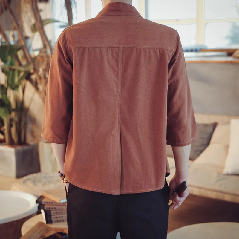 Мужская летняя куртка-кимоно с коротким рукавом и вышивкой 5 цветов | одежда