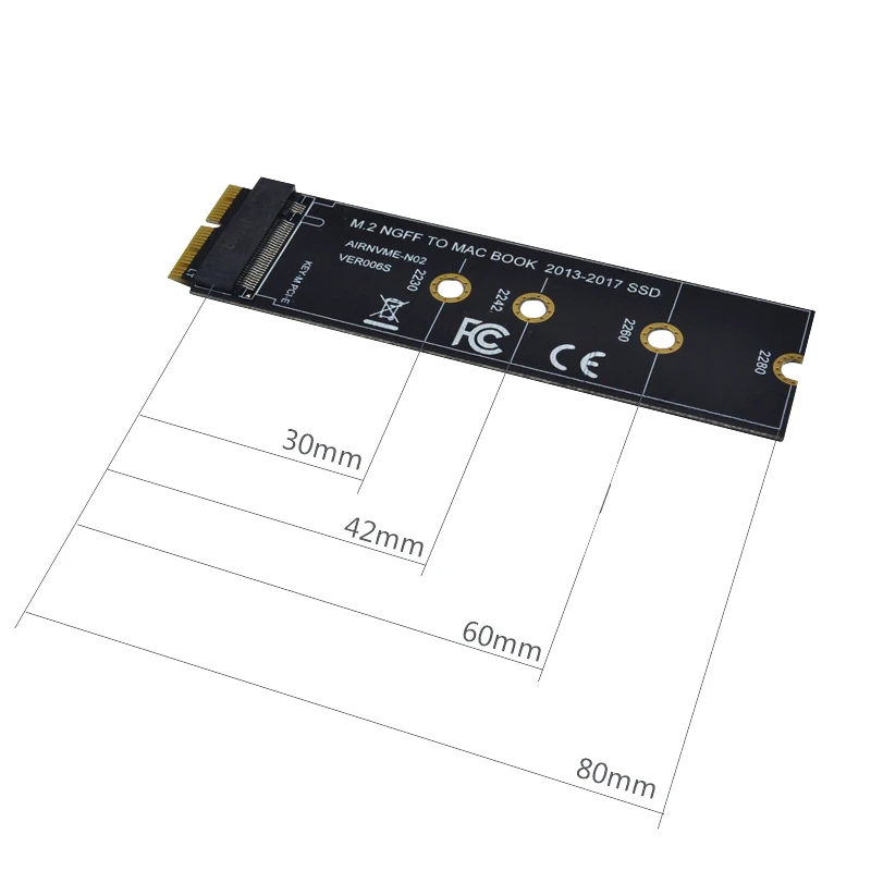 Карта адаптера M key M.2 NGFF PCIe AHCI SSD для MACBOOK Air 2013 2014 2015 2017 A1465 A1466 Pro A1398 A1502 A1419 2230 2280