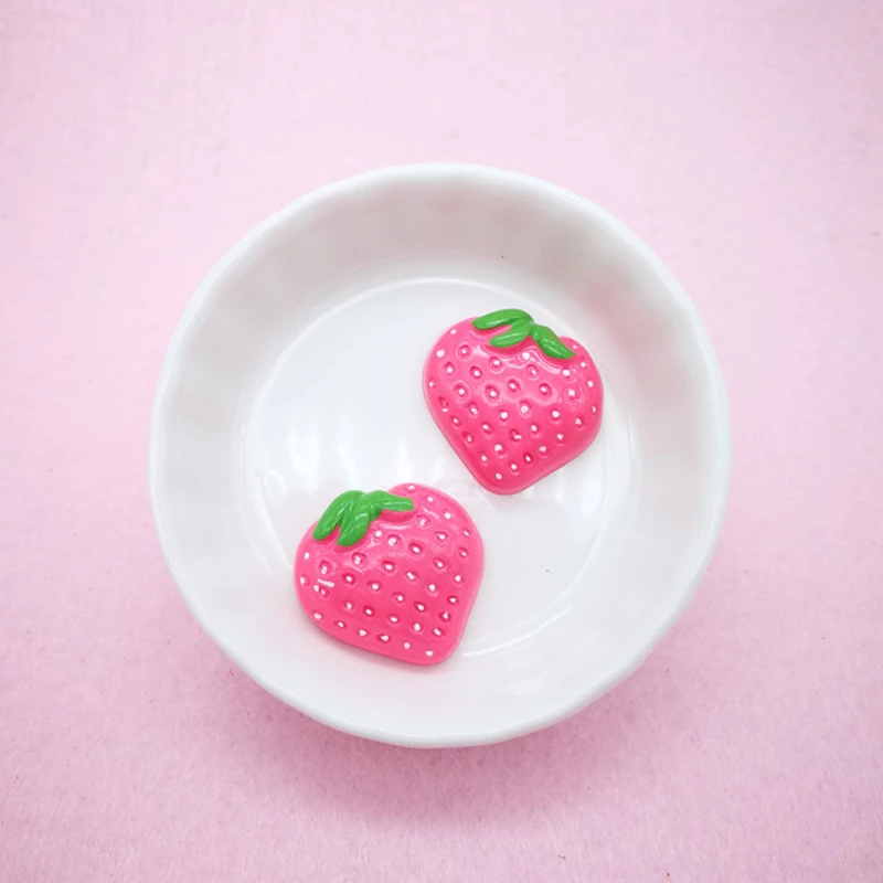 10 шт. моделирование клубника плоские пластмассовые материалы Kawaii DIY плоский полимер ремесло украшения поставки дети ручной работы украшения