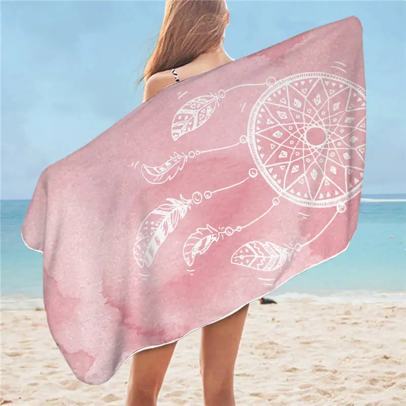 pink Постельное белье Outlet Dreamcatcher банное полотенце из микрофибры акварельное пляжное полотенце синий розовый фиолетовый прямоугольник бикини накидка коврик 75x150 см - Цвет: pink