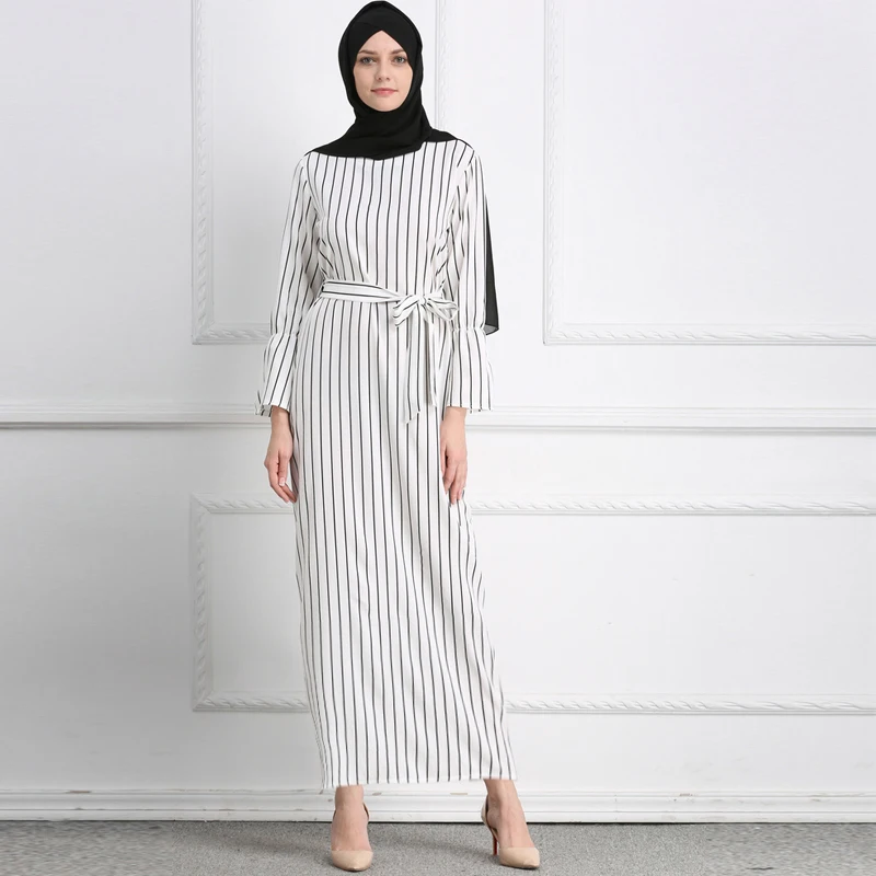 Vestidos Abaya Дубай Кафтан Турецкий Арабский Полосатый Макси длинное хиджаб