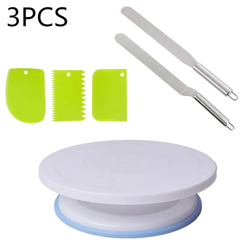 3pcs Пластмассовый поворотный стол для торта DIY подставка для торта поворотный стол вращающийся инструмент для украшения торта кухонные принадлежности - Цвет: 3pcs