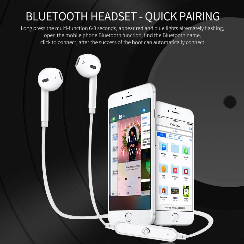 Беспроводные наушники S6 спортивные Bluetooth HD стерео гарнитура с микрофоном для Apple