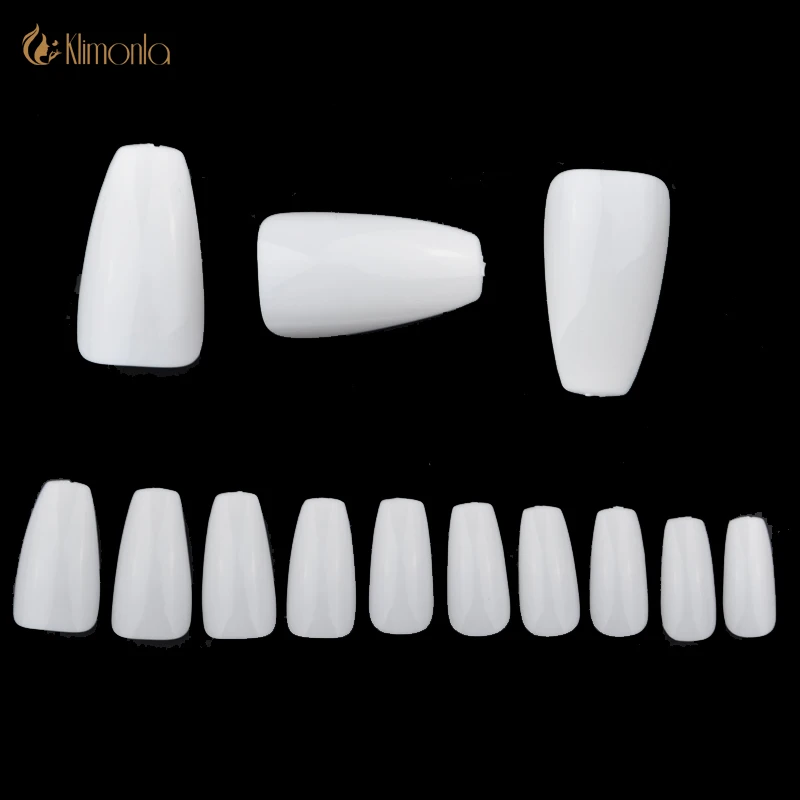 100 шт./коркор. Длинные накладные ногти в форме балерины французские овальные