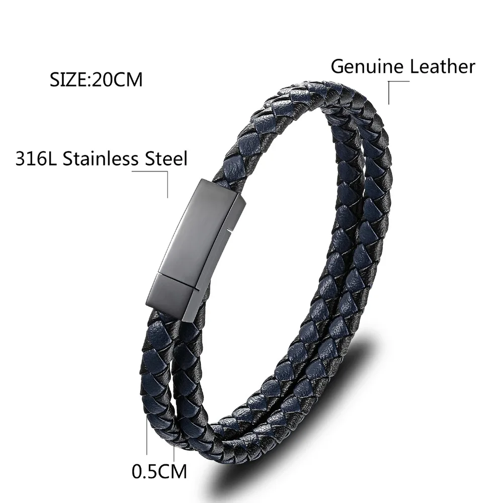 MOGE для мужчин двойной Слои браслеты из натуральной кожи мужские женские