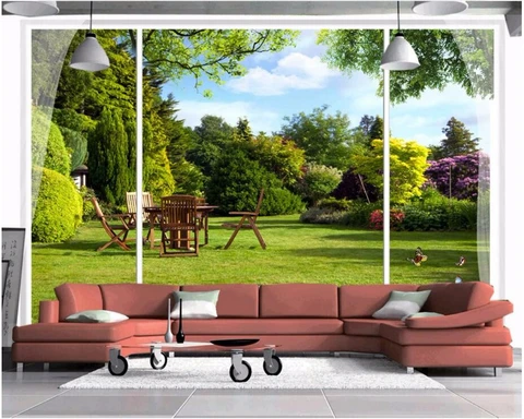 Пользовательские 3d обои Beibehang, окна, открытый сад, вид стерео, HD фото, фреска, спальня, гостиная, фон, обои