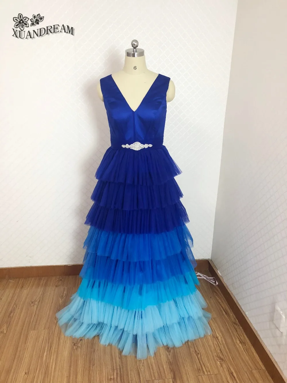 Настоящее вечернее платье, vestidos-de-fiesta, элегантное, v-образный вырез, высокое качество, быстрая, несколько слоев, королевский синий, вечернее платье