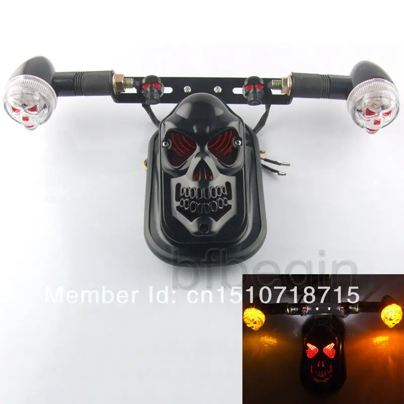 Мотоциклетный черный череп Тормозная задняя пластина задний указатель поворота