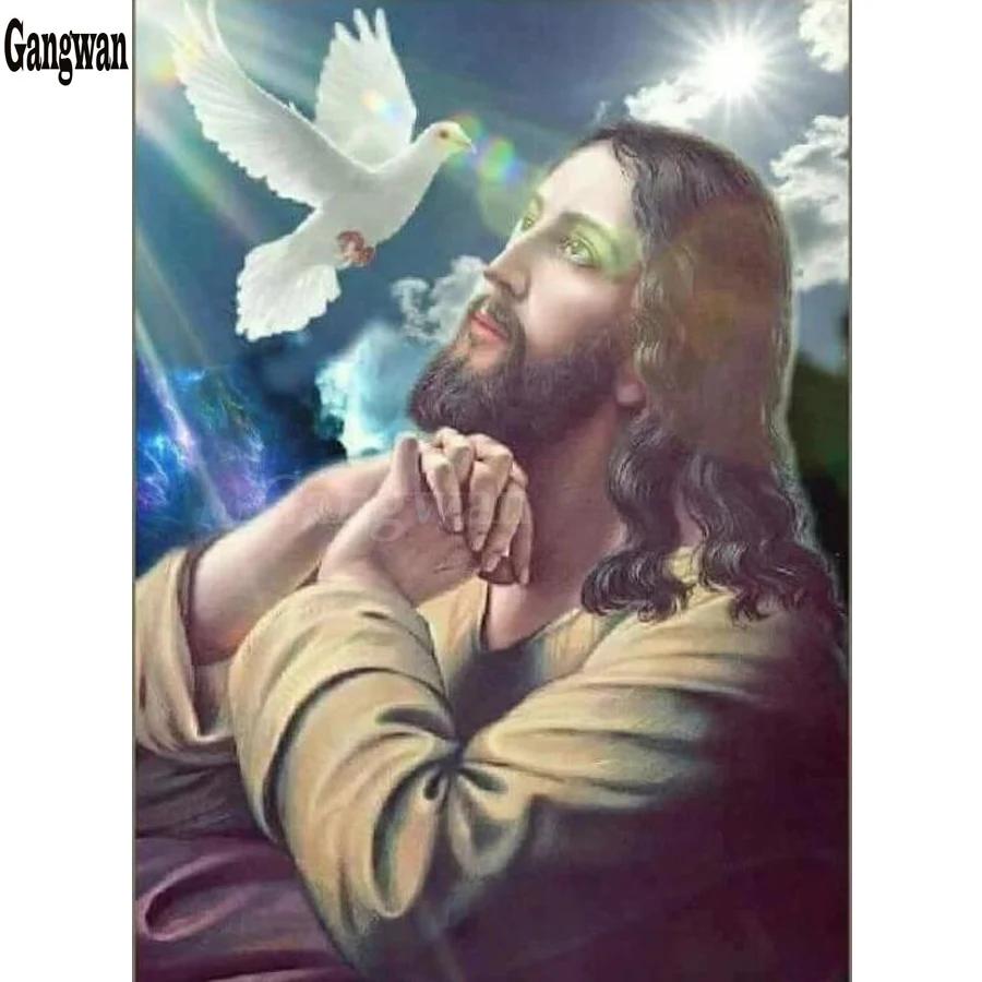 

5D square Diy Diamond Painting kit Full Round drill Cross-Stitch Jesus Mosaic Rhinestone Picture Embroidery sale Religion icon