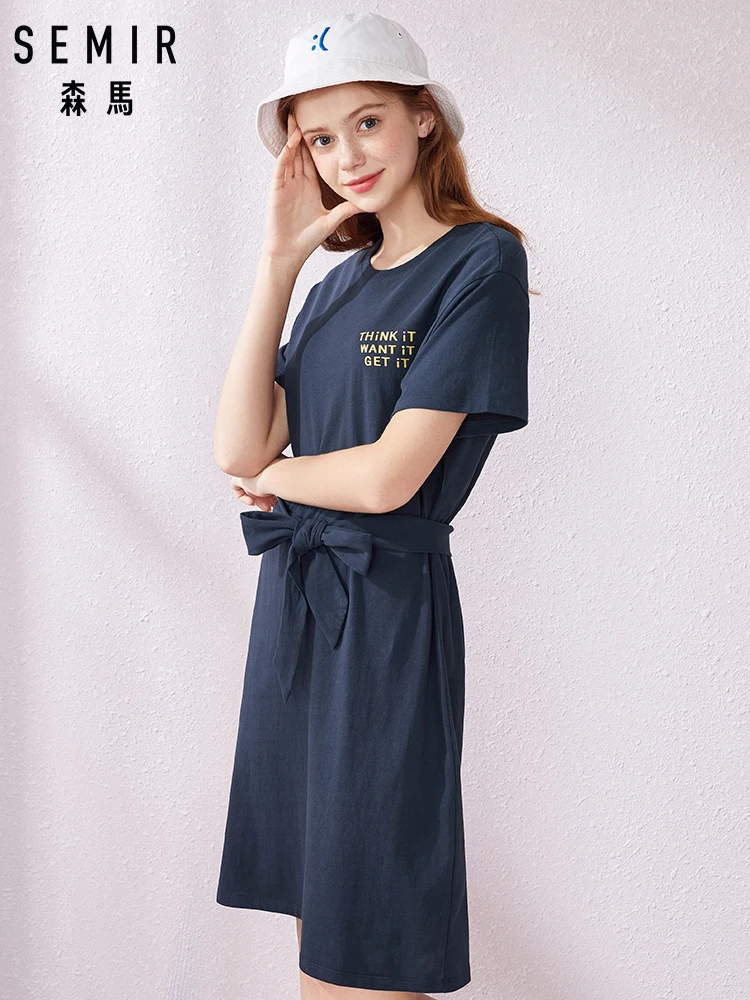 Женское плиссированное платье SEMIR свободное Спортивное облегающее с круглым