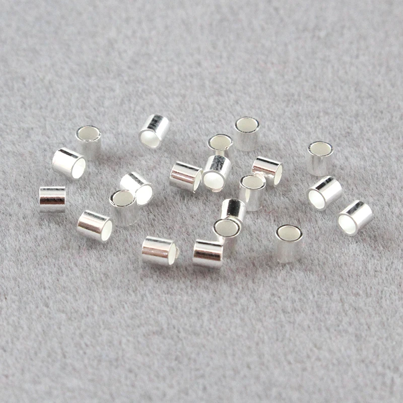 

20PCS-2mm 925 Sterling Silver positioning tube handmade DIY Round Tube Bead Bracelet Necklace Diy Jewelry Finding
