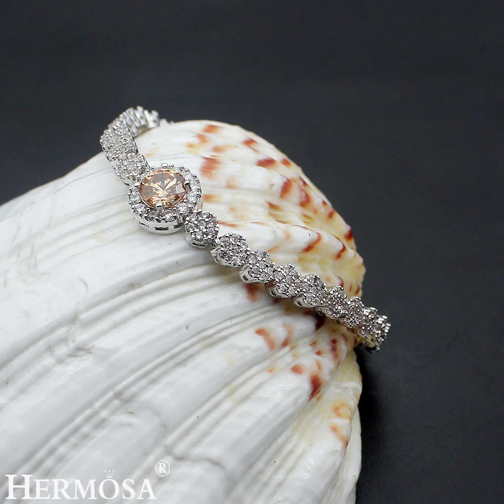 Hermosa ювелирные изделия бриллиантовые браслеты серебряного цвета Morganite 7 дюймов 17