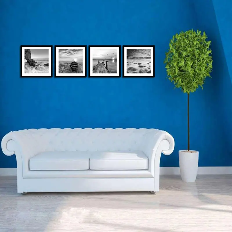 JHLJIAJUN 4 Piece Black White Sea View Canvas Art Decoration Home Modular Picture Decorative No Frame Nordic Decor | Дом и сад