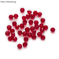 50 piece red crystal glass rondelle quartz faceted beads for handmade bracelet necklaces diy jewelry making 4 8mm