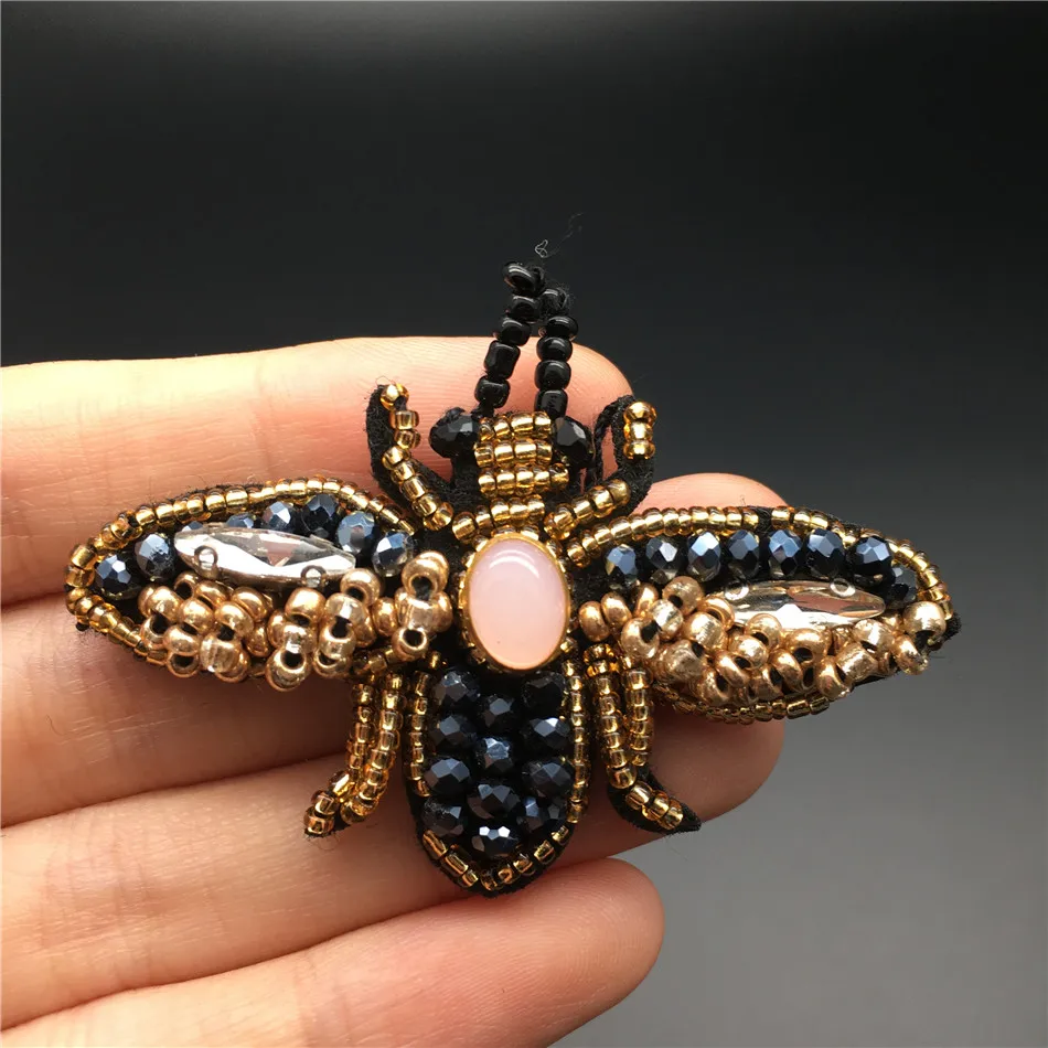 3D Handmade Rhineston beaded Patches FASHION BEES Sew on sequined patch for clothing beading Applique cool | Дом и сад