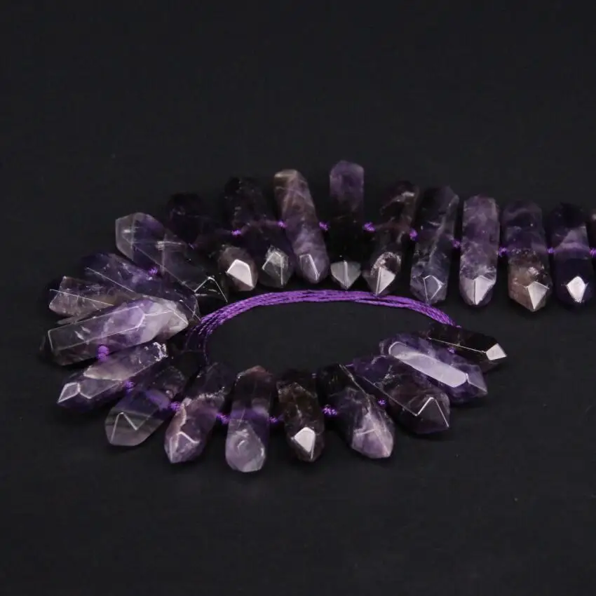 Бусины двусторонние из натурального аметиста 15 5 дюймов|loose beads|crystal stickbeads loose |