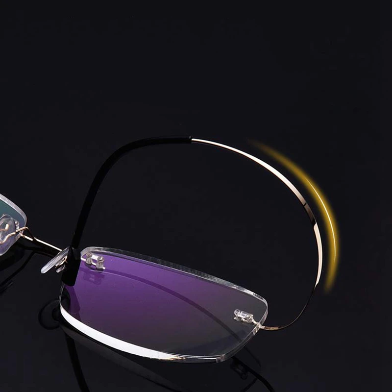 Fashion elegant pure titanium HD resin ultralight flexible comfortable rimless reading glasses men presbyopic eyeglasses women | Аксессуары