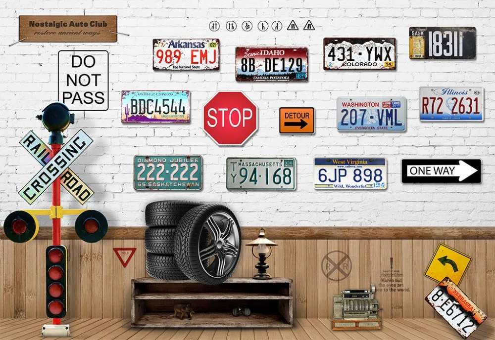 Ностальгия автомобильный номерной знак большой росписи 3D обои ТВ фон гостиная