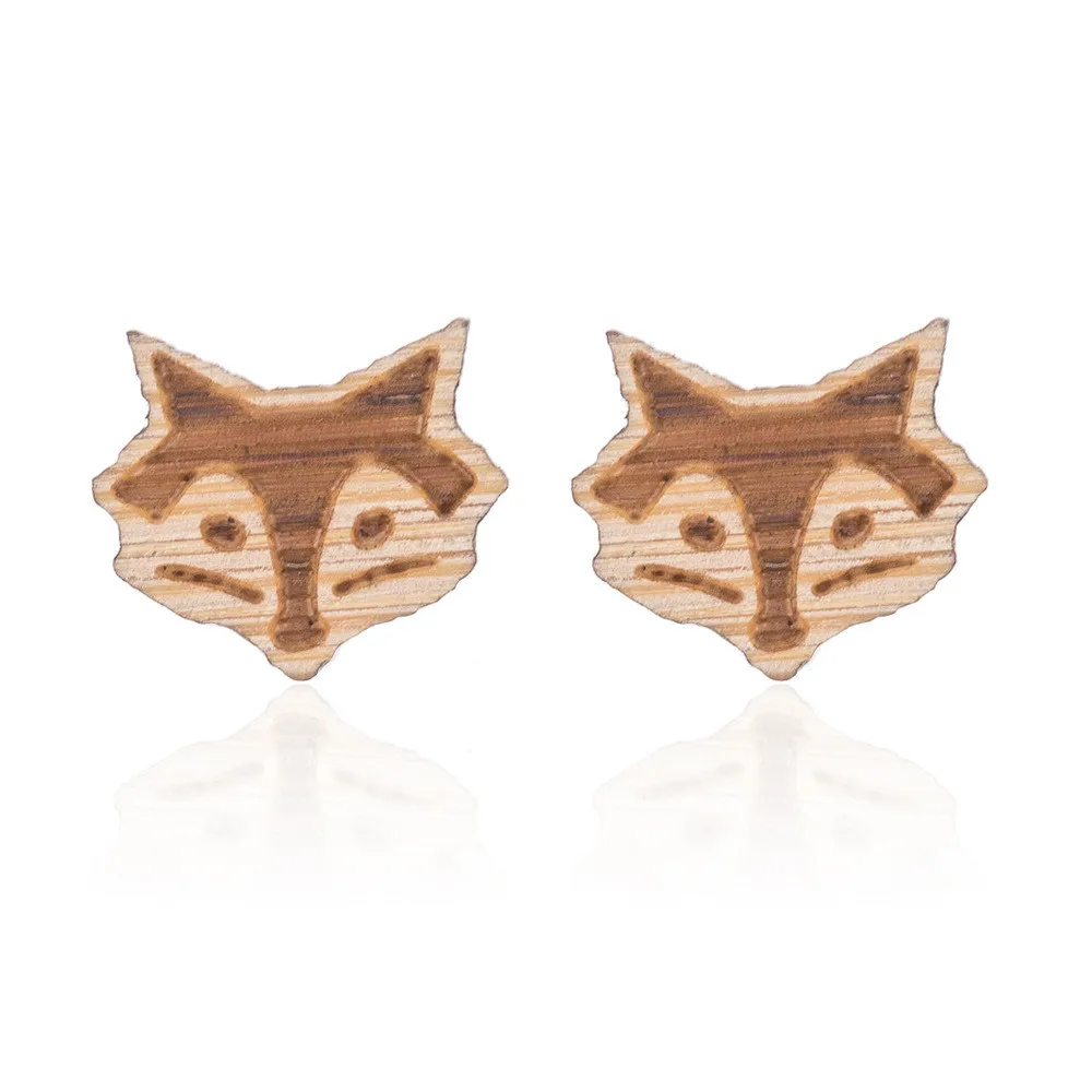 Новинка 2019 года модные деревянные серьги гвоздики для женщин с изображением