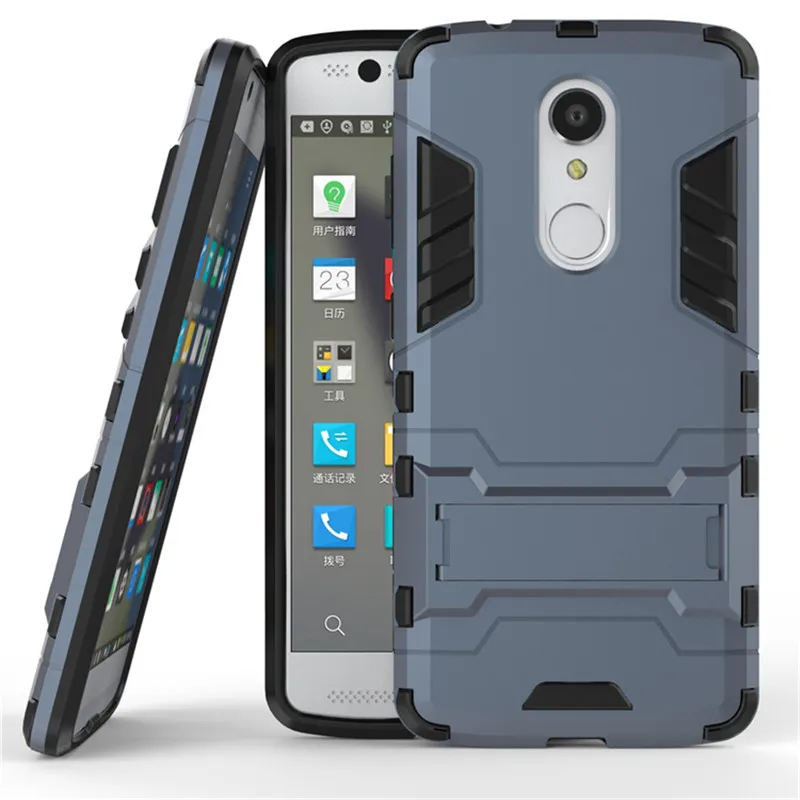 ZTE Axon 7 Mini Case Plastic + Soft Silicone Rubber Armor Stand Full Cover For Axon7 Funda Coque With Phone Holder |