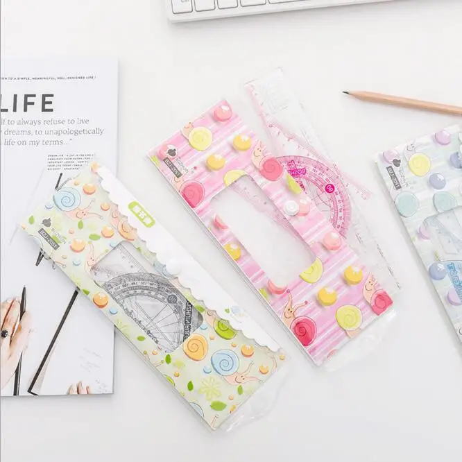 4pcs/set Exam Rulers For Kids Straight Ruler Protractor Students Math Geometry Triangle Set Office Tools Stationery | Канцтовары для