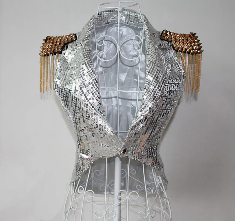 Songyuexia костюм в стиле хип-хоп для джазовых танцев с заклепками бахромой и