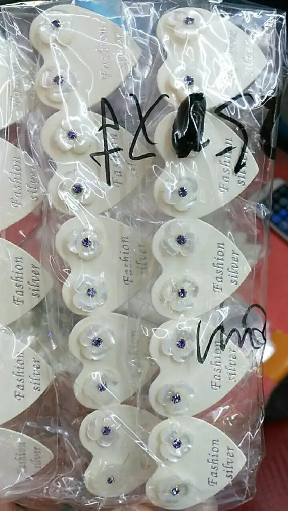 Натуральный цветок 24 комплекта Швабра раковины серьги оболочки Fluorial 5 лепестков